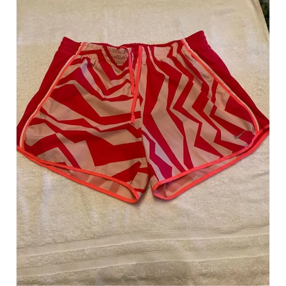 Nike Dri Fit Women’s Athletic Shorts orange/ white/zebra print size M